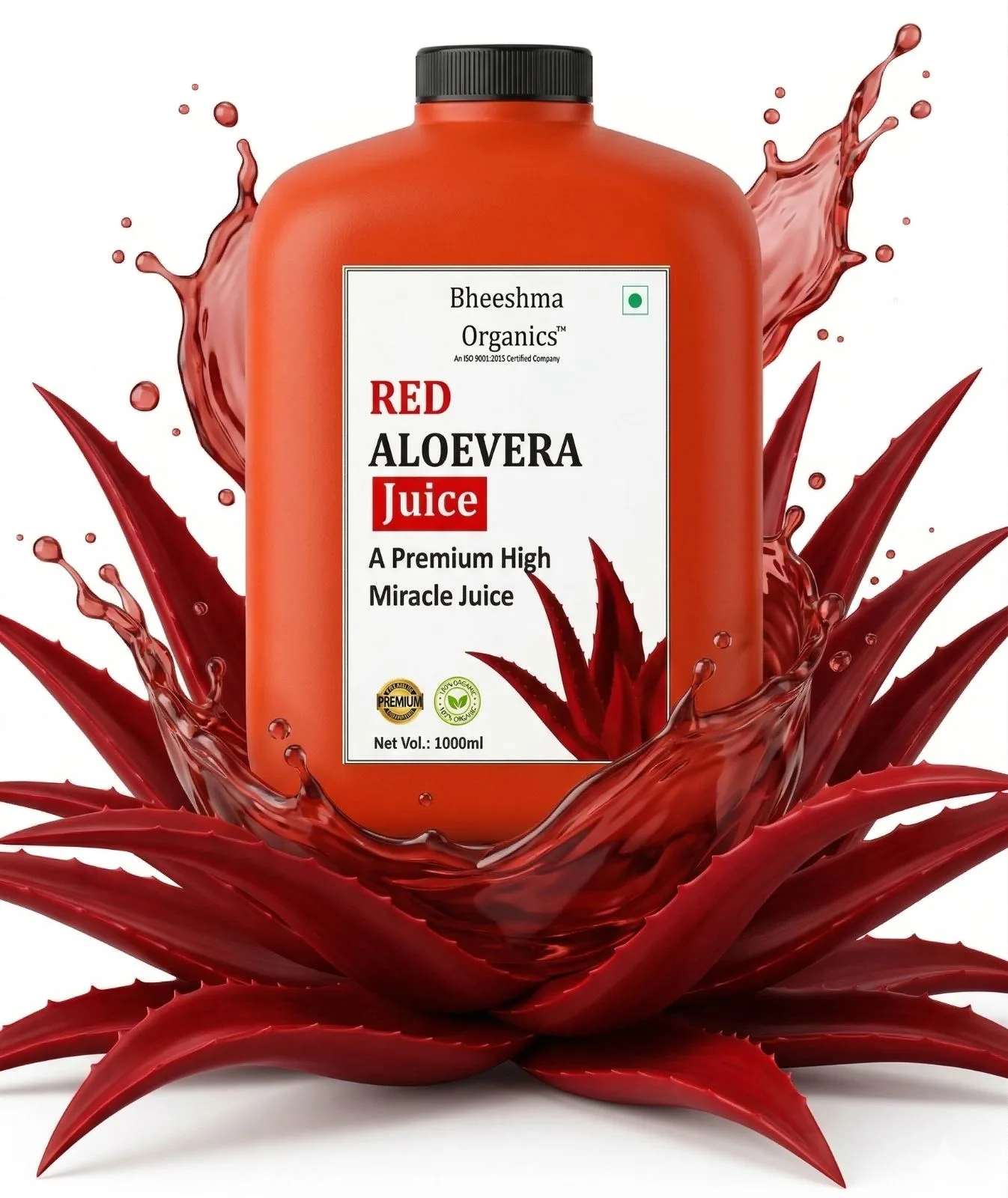 Bheeshma Organics Red Aloe Vera Juice 1L | Aloe Vera Wellness Drink | Digestion Support & Skin Wellness | No Added Sugar | Lab Tested